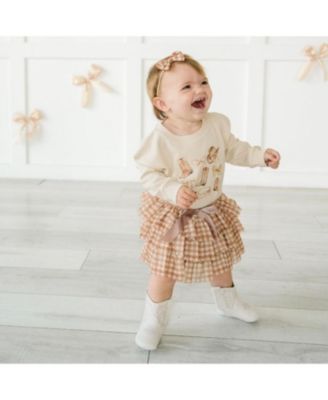 Girls' Gingham Printed Tulle Tiered Tutu - Baby, Little Kid, Big Kid