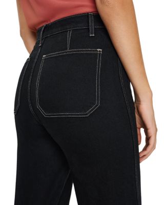 Alyssa Stretch High Rise Wide Leg Jeans in Black