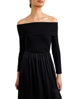 Off-the-Shoulder Combo Midi Dress