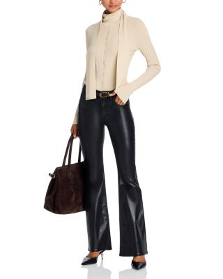 Flexi Dahlia Mid Rise Full Flare Jeans in Black Coated