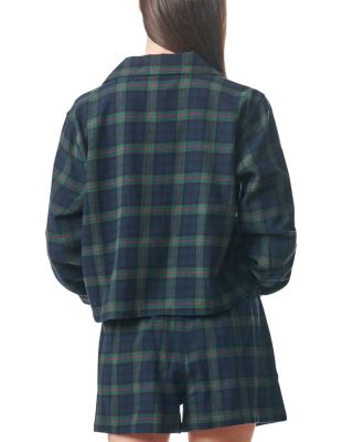 Plaid Cotton Flannel Short Sleeve Sleep Set