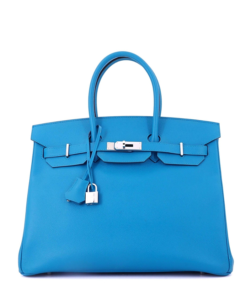 PRE-OWNED HERMES Pre-owned  Hermes Birkin 35 Handbag Blue Epsom With Palladium Hardware