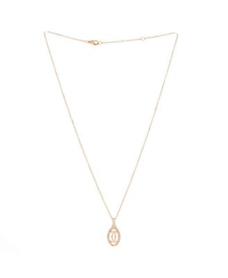  Double C de Cartier Pendant Necklace 18K Rose Gold and Diamonds