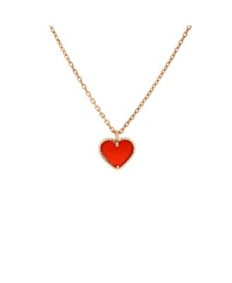  Sweet Alhambra Heart Pendant Necklace 18K Rose Gold and Carnelian
