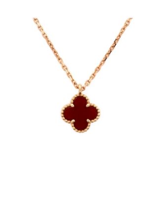  Sweet Alhambra Pendant Necklace 18K Rose Gold and Carnelian