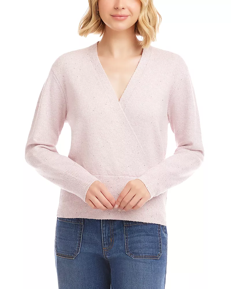 Karen Kane Sequin Crossover Wrap Sweater