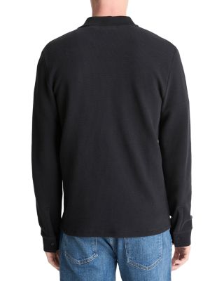 Long Sleeve Basket Weave Polo Shirt