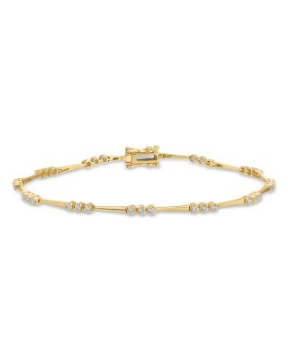 Crown Set Diamond Eternity Bracelet in 14K Yellow Gold, 0.48 tcw