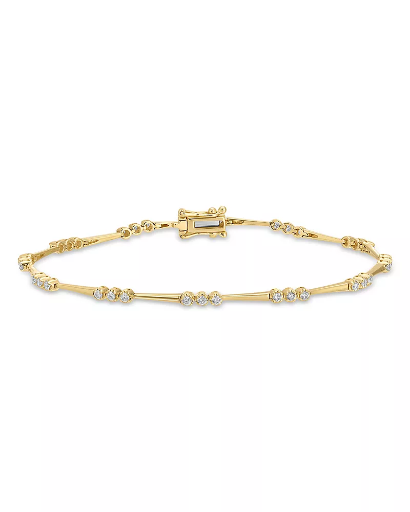Ef Collection Crown Set Diamond Eternity Bracelet in 14K Yellow Gold, 0.48 tcw