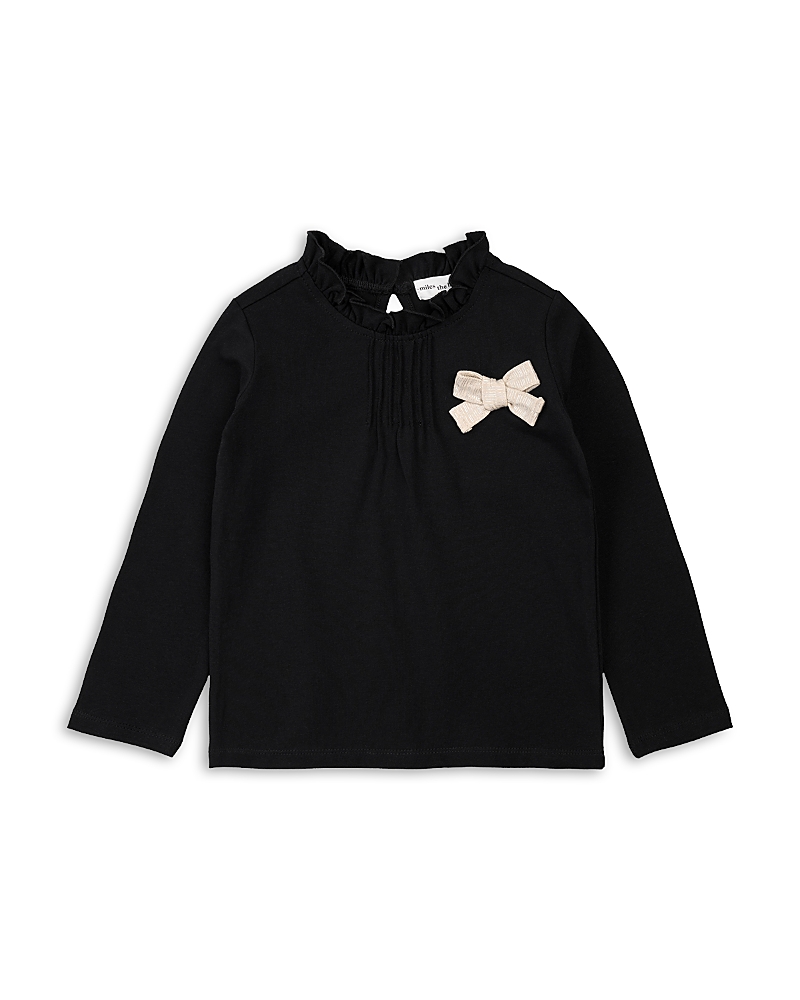 Miles The Label Girls' Grosgrain Bow Top - Little Kid, Big Kid In Black