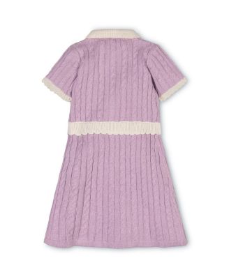  Girls' Organic Short Sleeve Collared Button Front Sweater Dress - Little Kid, Big Kid