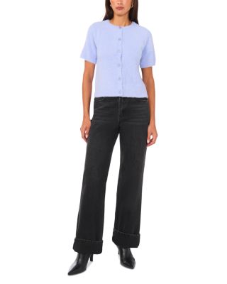 Eyelash Texture Short Sleeve Cardigan