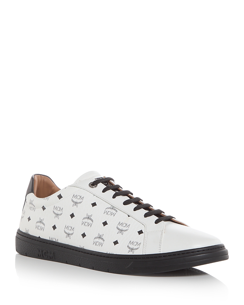 Mcm Men's Derby Visetos Sneakers In White