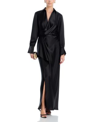 Satin Long Sleeve Maxi Gown - Exclusive