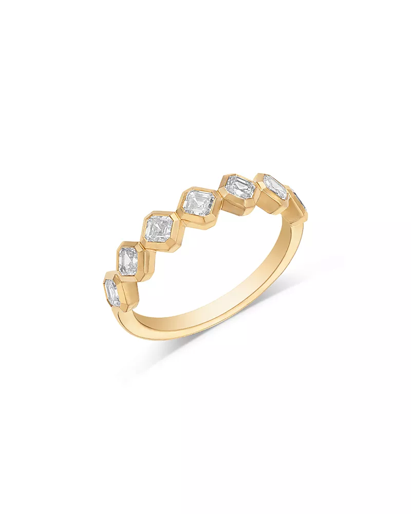 Bloomingdale's Fine Collection Luxe Collection Certified Lab Grown Diamond Assher Cut Band in 14K Yellow Gold, 1.0 tcw