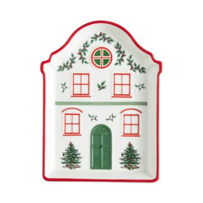 Christmas Tree Christmas Village Red Tidbit Tray