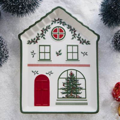 Christmas Tree Christmas Village Green Tidbit Tray