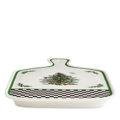 Christmas Tree Black &amp; White Serving Board, 13.5&amp;quot;