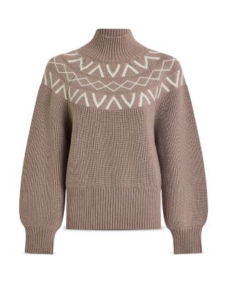 Marcie Fair Isle Yoke Mock Neck Knit Sweater