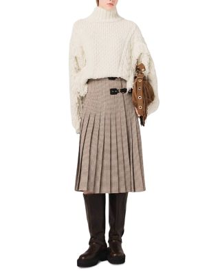 Jeligora Houndstooth Pleated Skirt