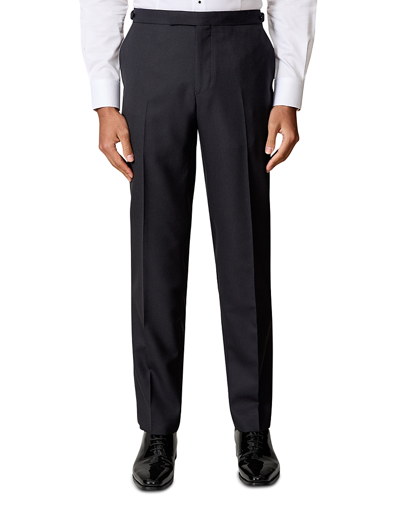 Reiss Sitra Jacquard Tailored Fit Tuxedo Pants In Black