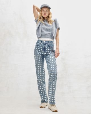 Shea High Rise Relaxed Straight Jeans in Kingston Stud