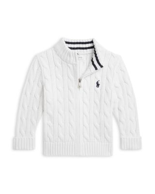 Boys' Cable Knit Cotton Full Zip Sweater - Baby