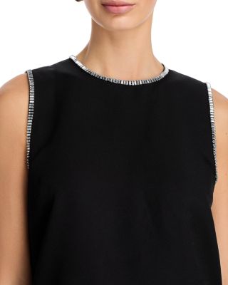 Rhinestone Trim Sleeveless Top - Exclusive