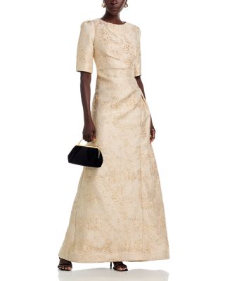 Metallic Jacquard Short Sleeve Gown