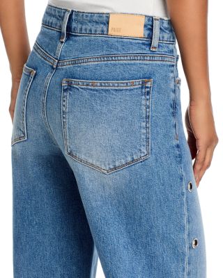 Sasha High Rise Wide Leg Jeans with Side Snaps in Cruising