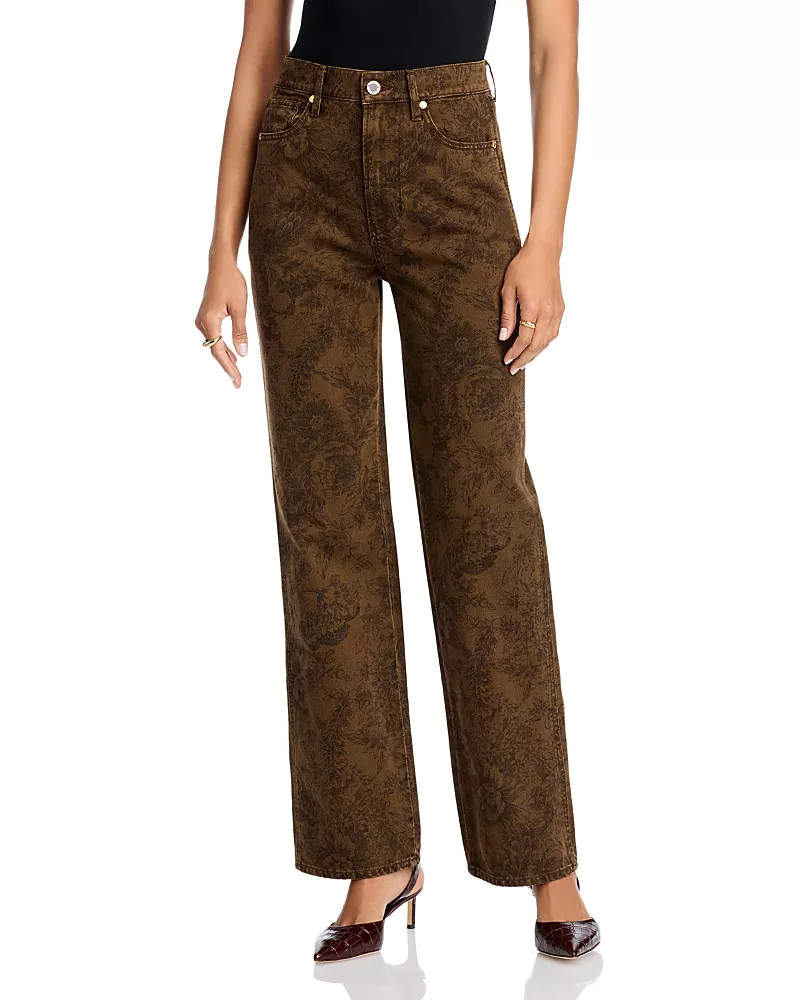 Veronica Beard Dylan High Rise Straight Jeans in Lichen/Black