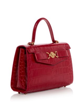 Medusa '95 Croc Embossed Leather Top Handle Bag 