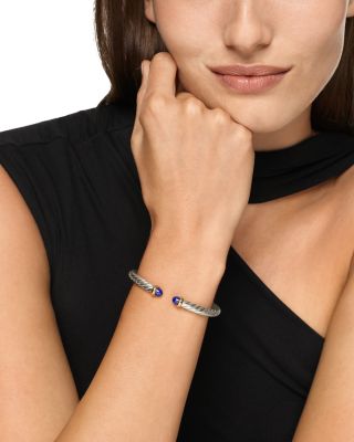 Cable Flex&reg; Bracelet in Sterling Silver with 14K Yellow Gold and Lapis, 6mm