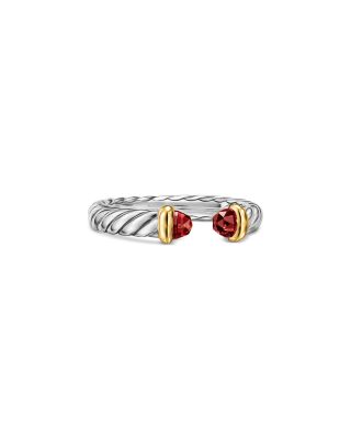 Petite Cable Open Ring in Sterling Silver with 14K Yellow Gold, 3.4mm