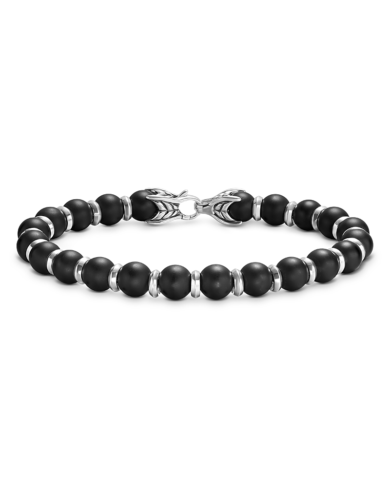 David Yurman Spiritual Beads Bracelet in Sterling Silver with Black Onyx, 8mm · Medium