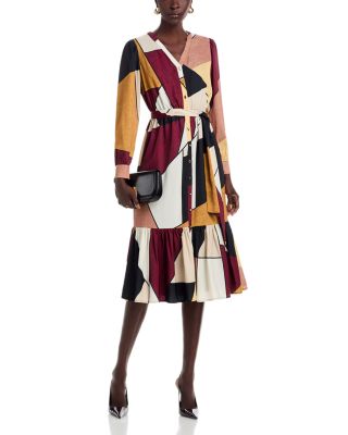 Printed V Neck Dress