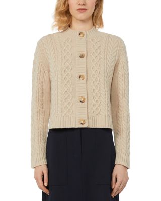 Abito Wool Crewneck Cable Knit Cardigan