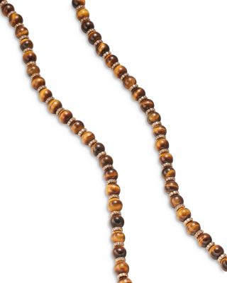 Spiritual Beads Necklace in 18K Rose Gold with Tiger's Eye and Cognac Diamonds, 6mm