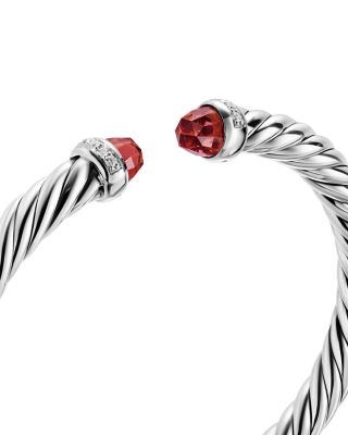 Cable Flex&reg; Bracelet in Sterling Silver with Rhodolite Garnet and Diamonds, 6mm