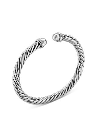 Cable Flex&reg; Bracelet in Sterling Silver with Diamonds, 6mm