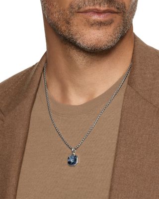 Faceted Stone Amulet in Sterling Silver with Pietersite, 16mm