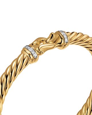 Cablespira&reg; Buckle Bracelet in 18K Yellow Gold with Diamonds, 6mm