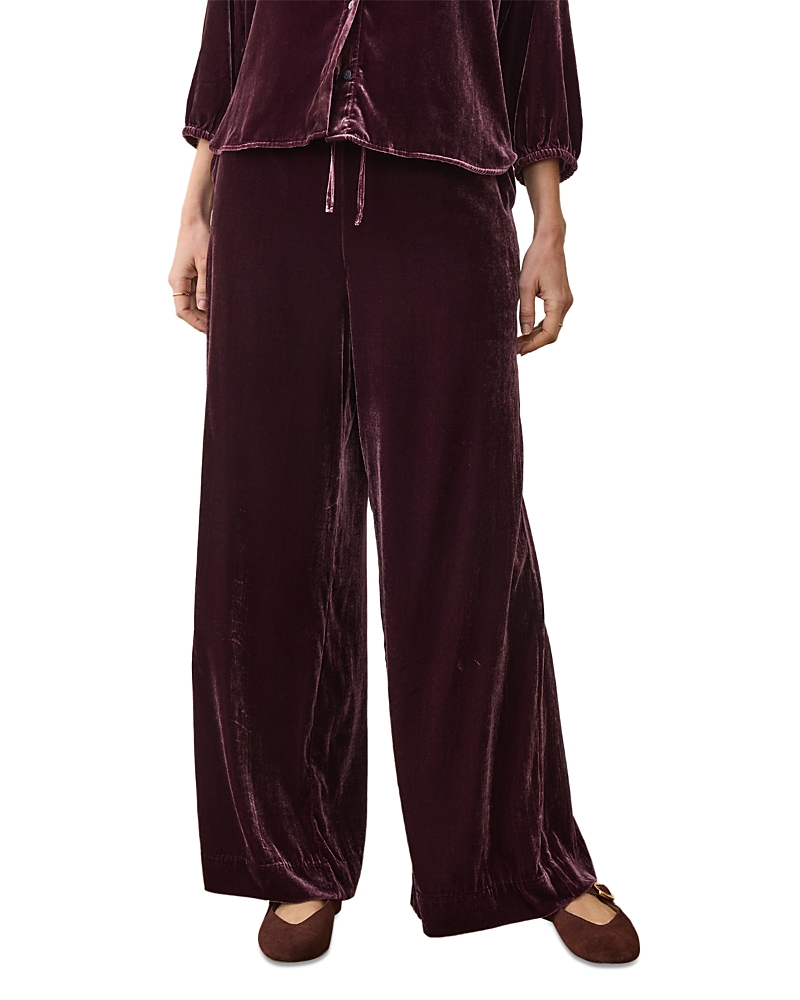 Marine Layer Bella Velvet Drawstring Pants In Brown