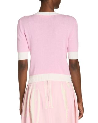 Wool Blend Short Sleeve Crewneck Sweater