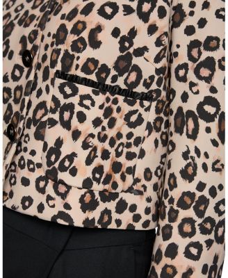 Short Scuba Jersey Leopard Print Jacket