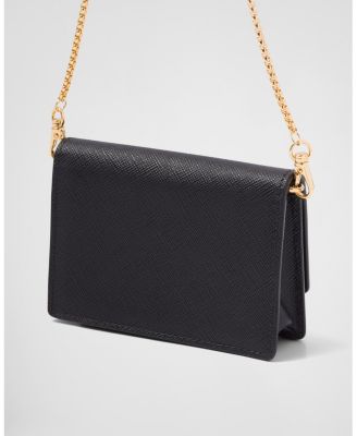 Saffiano Leather Card Holder with Shoulder Strap