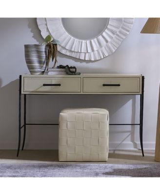  Woven Leather Ottoman