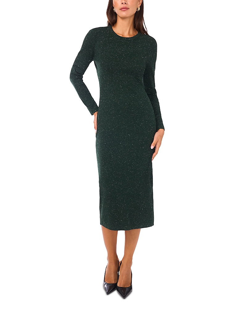 Vince Camuto Metallic Long Sleeve Sheath Dress In Green