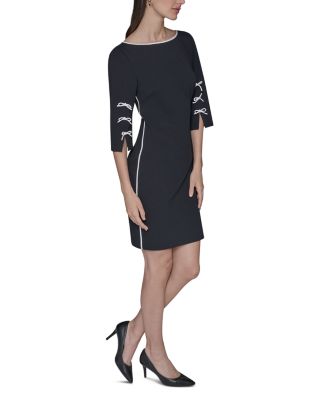 Scuba Crepe Sheath Dress with Contrast Bows
