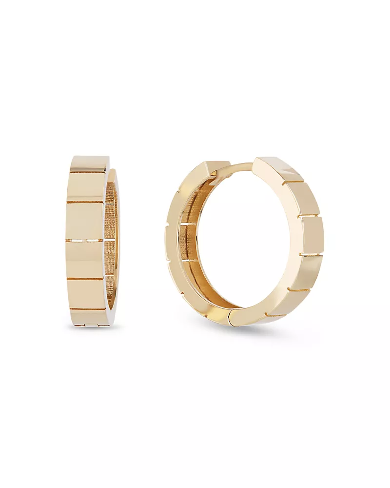 Lana Jewelry 14K Yellow Gold Flash Tile Small Hoop Earrings